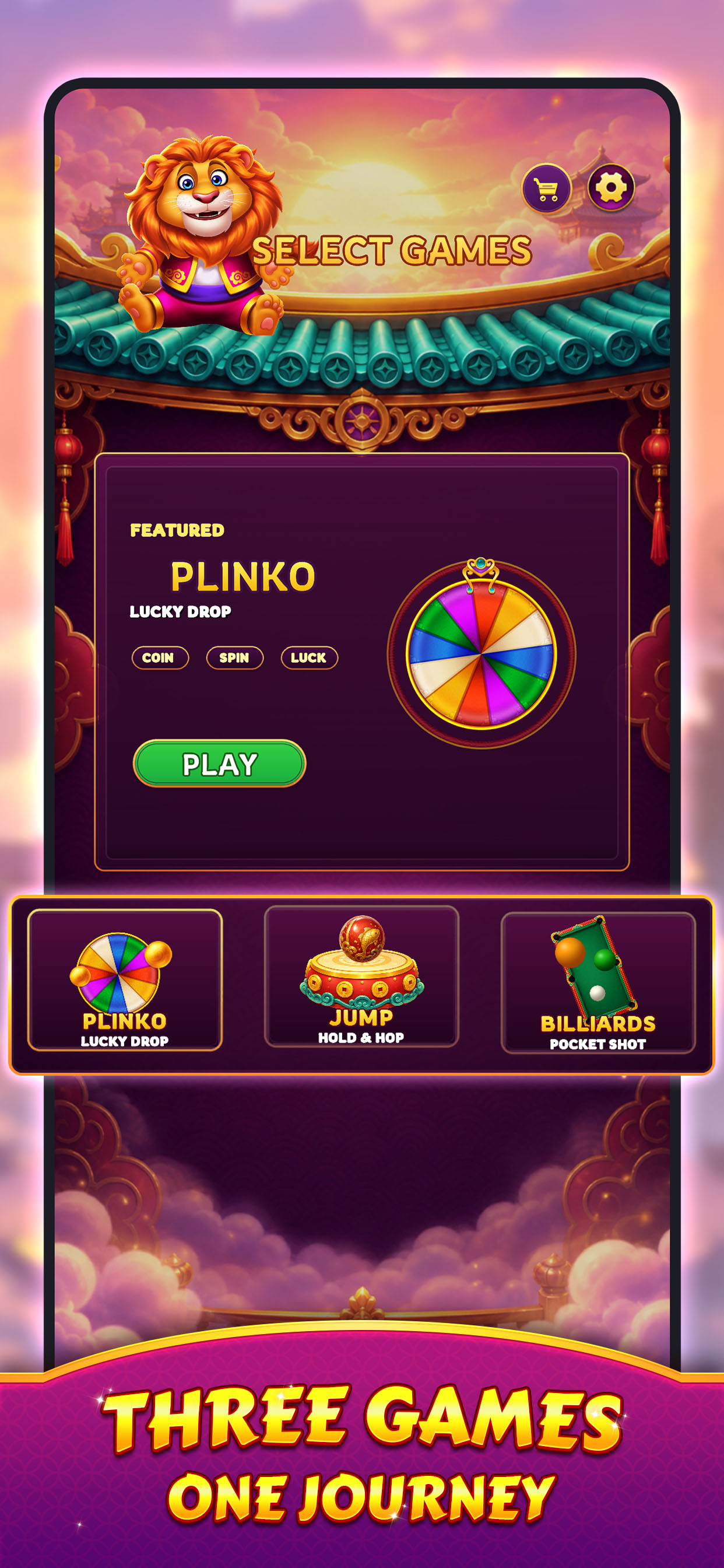 Rolling Lion select games screen